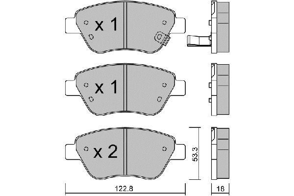 Jeu de 4 plaquettes de frein AISIN ref. BPOP-1001